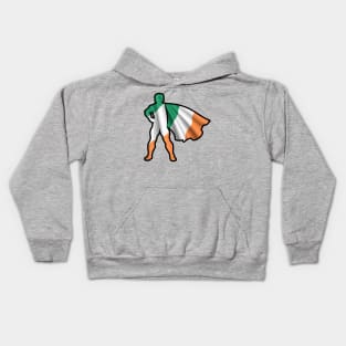 Ireland Hero Wearing Cape of Irish Flag and Peace in Ireland Kids Hoodie